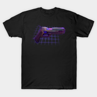 Cyberpunk Vaporwave Cyberwave Gun Blaster Pistol T-Shirt